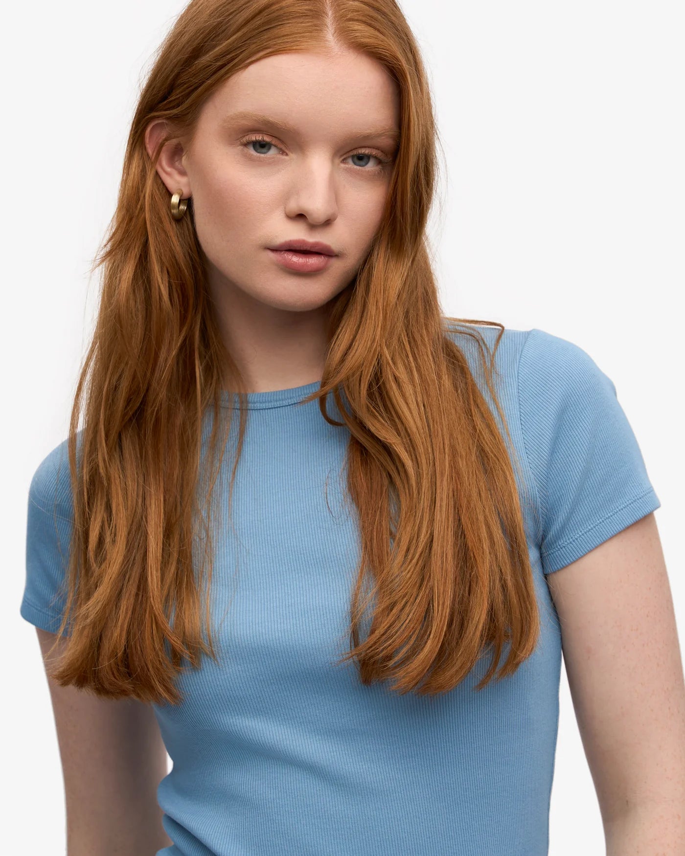 Žebrované triko - COLORFUL STANDARD Rib Tee-Seaside blue